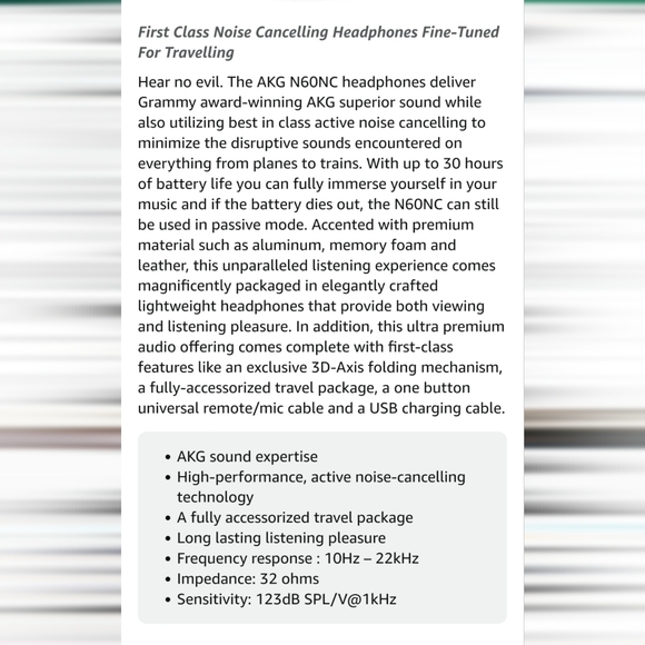 BRAND NEW AKG N60NC Wireless Bluetooth Noise Headphones - Picture 10 of 16